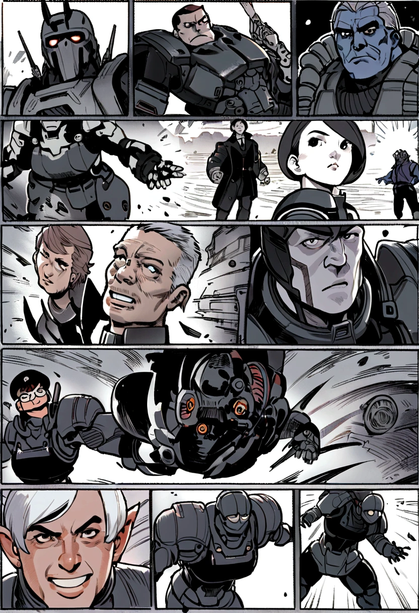 Mecha的特写镜头, Official Character Art, Official character illustrations, Adam Hughes, Character Art Close-up,Full body image, Detailed character art, Meticulous portraits of people, Comic cover art by Phil Noto, leave, Spy x , Full color illustrations, ,Cyberpunk,Non-human,Mecha,Clear details,8K,Clear and detailed,dynamic,monochrome,Marvel,DC,Celluloid,Super hero,Mecha,Blank Background,Comic story,daily,Storyboard
