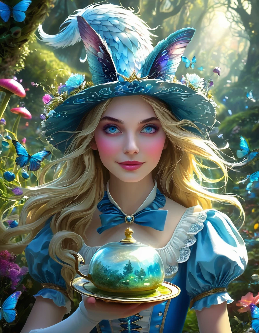 Alice au pays des merveilles, Magical creatures around you, head of'artwork, detailed