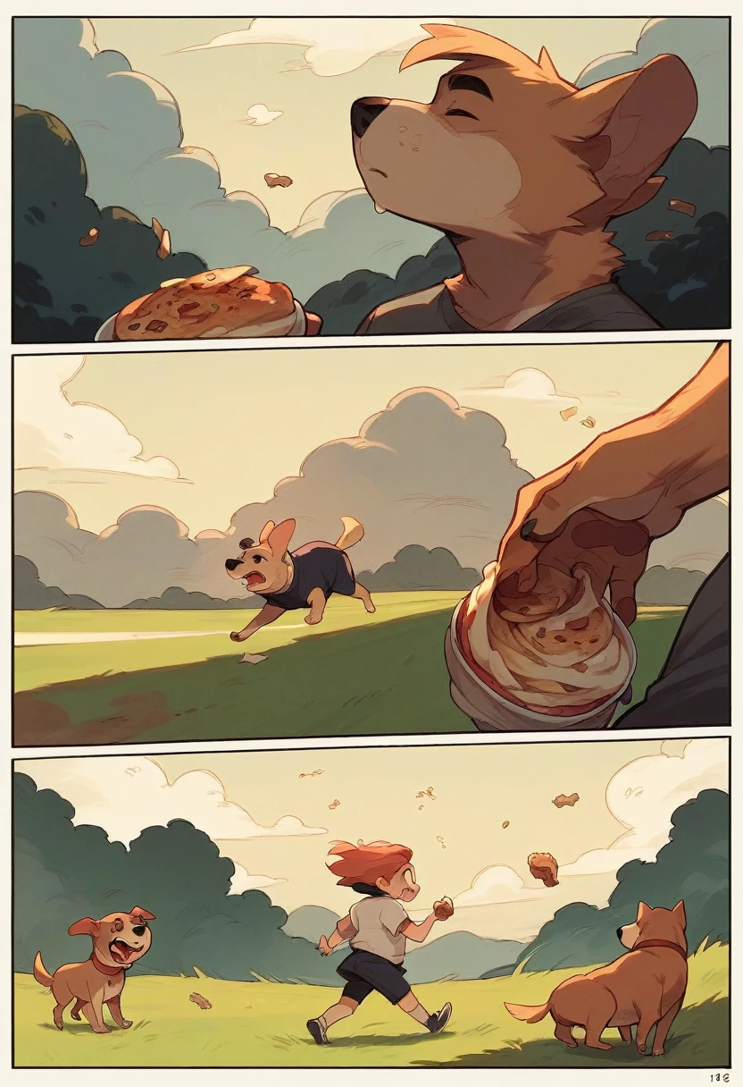 Funny guy, cartoon, comic, run, eat, dog, ears wind