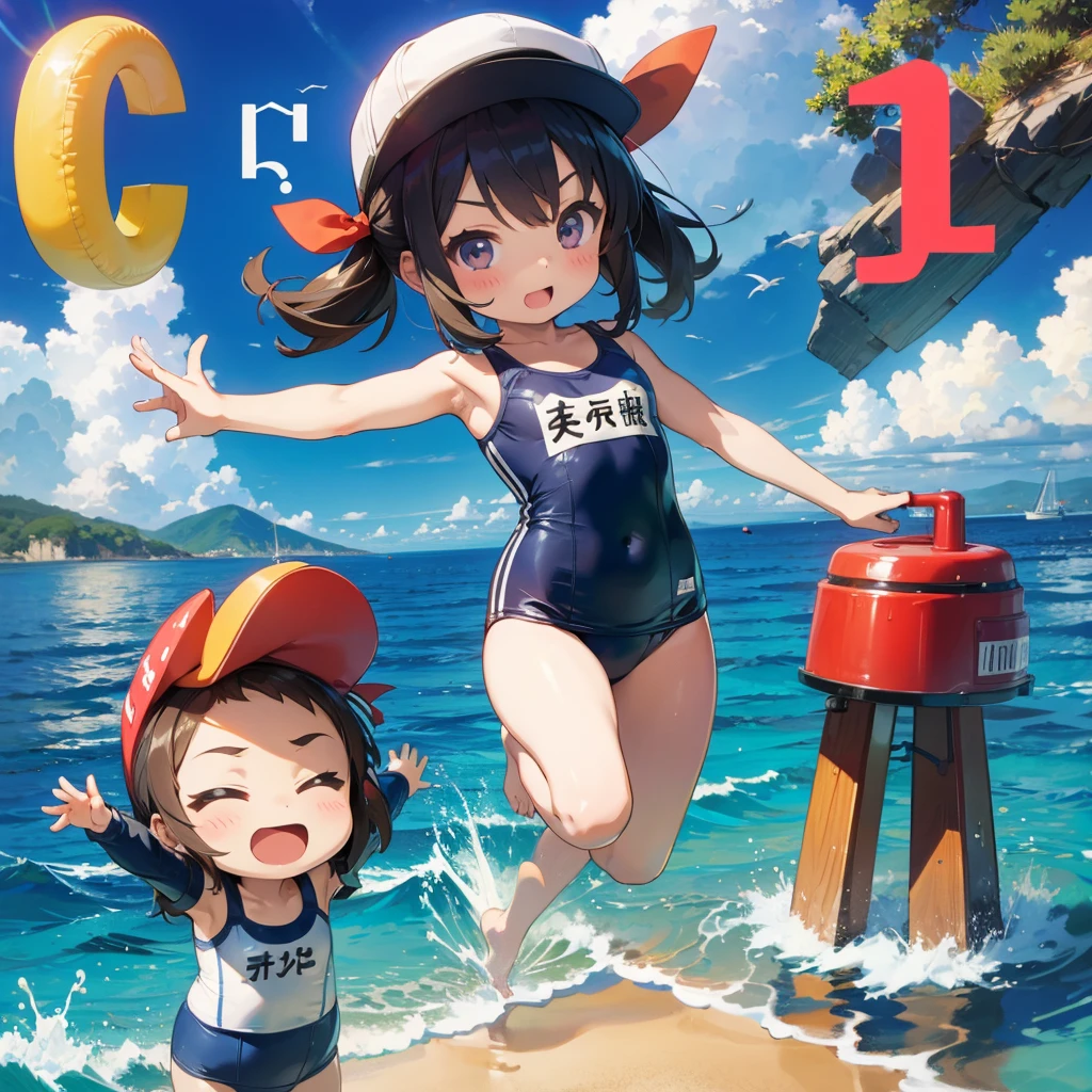 School Swimsuit, Young Girl（Chibi）, 5 , 