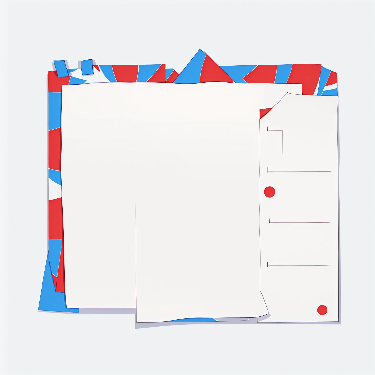 A picture of paper with red and blue borders, Paper border, Paper background, lined paper, Characters on paper, white border and background, Card templates, , white outline border, White paper, White border, uncompressed png, Minimalist background, sheet of paper, Solid color background, white border, Poster background, write a letter,High quality without blur