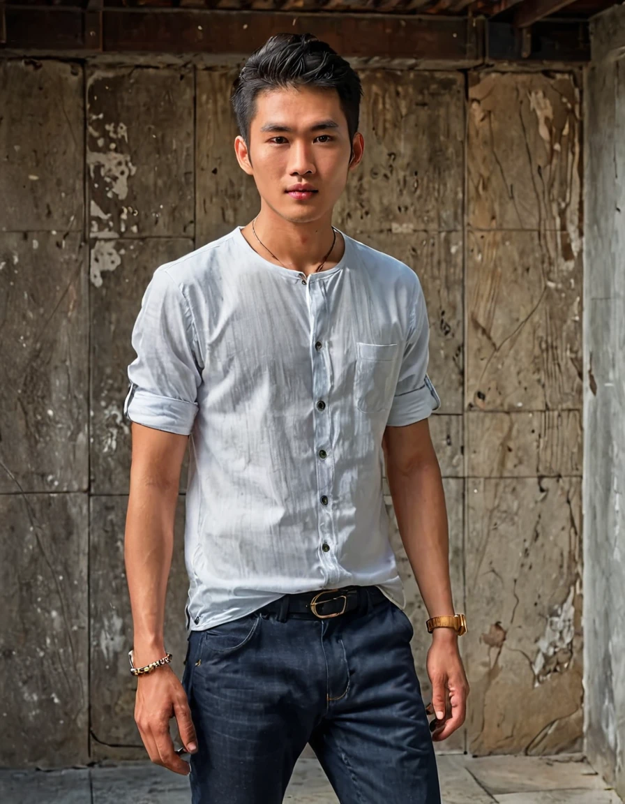 Asian,photo,full body,simple and stylish fashion,man,young,photo RAW portrait,high quality textures, high quality shadows, high detail, beautiful details, fine details, highly detailed computer graphics, detailed textures, realistic face