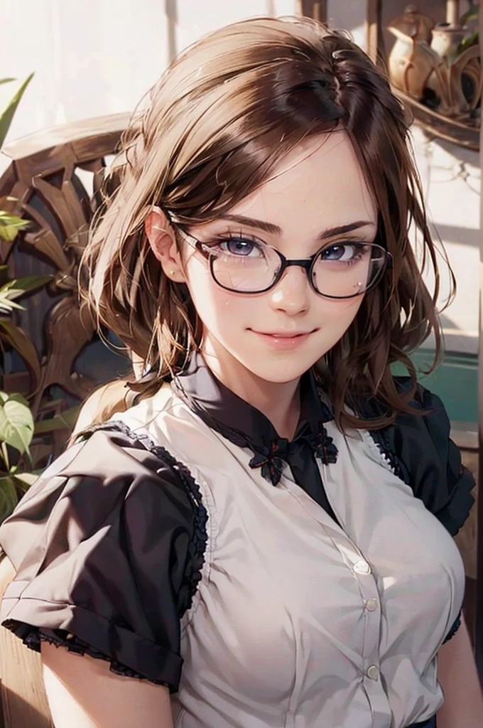 looking at viewer, (portrait, close up:1.2), parted lips,
lexupdog, 1girl, lips, short black hair, blunt end bangs, brown eyes, glasses, french maid outfit, frills, collar,
realistic, picturesque, indoors, daytime, maid cafe, bustling, depth of field,
 <lora:lexupdog_v3-04:0.8>