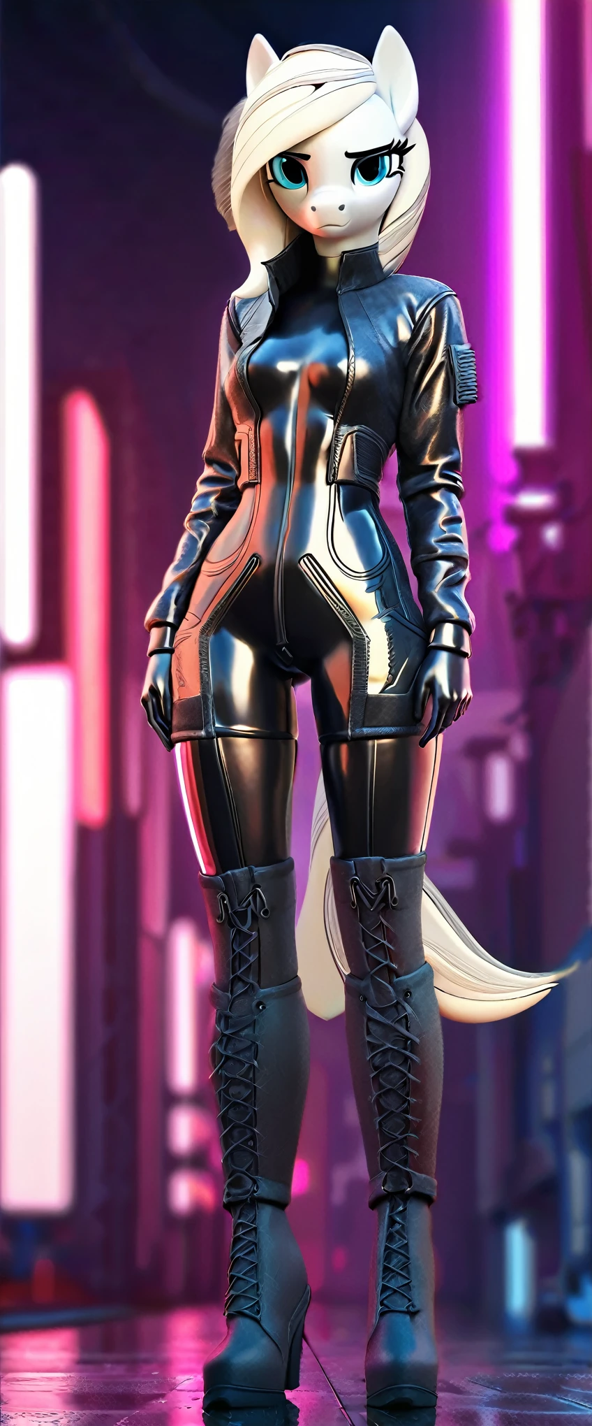 check_9, check_8_up, check_7_up, check_6_up, check_5_up, check_4_up,
Diana_Foxington, Ginger fur, emerald eyes, black lipstick, black eyebrows, silver eyebrow piercing, bald tail,plunging bodysuit with yellow trim and black capes, Smirk, I look at the viewer,big breasts,wide hips