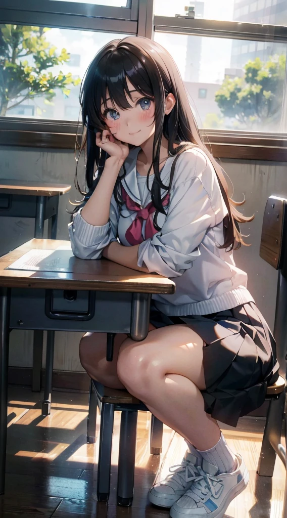 Anime girl sitting at a classroom desk with a blackboard, beautifulアニメのhigh school girl, cute anime girl, white pantiesー,cute, seductive anime girl, anime moe art style, squatbeautifulanimegirl, anime best girls, Smooth anime CG art, attractive anime girl, cotton panties,surreal , young anime girl、wear sneakers、white panties、full color、(muste piece、 best quality:1.2)、High resolution、high resolution、In 8K、🎁Live-action、Raw photo、highest quality、masterpiece、 extremely delicate、High definition raw color photo、professional photography、 wonderful face and eyes、超High resolution、Raw photo、beautiful、beautiful、beautiful girl、(独奏:1.2)、 black hair、big 、blush、smile、big 、 、view audience、squat、(Crouching panty shots:1.2)、fully exposed panties、blush、shy smile、outdoor、outside of home、Obscene content、pornography、high school girl、sit with one&#39;s knees、sit with your heels on the ground、hold your knees with both hands、shins facing forward、body facing forward、sit with your heels on the ground、open legs、open crotch、white panties、8k photo、Live shooting、最high resolution、masterpiece:1.2、real、photorealistic、high contrast、photon mapping、Realism、Super detailed、professional lighting、Low - Angle:1.2)、(1 girl)、(独奏:1.5)、(Height is 165 cm), (18才のhigh school girl), (Japanese high school uniform)、(summer blouse:1.2)、(plaid short skirt:1.2)、(white shirt with student ribbon:1.2)、(squatting down looking straight ahead)、(open crotch:1.2), (white panties:1.5)、(camel toe)、(white sneakers:1.2)、 (perfect proportions:1.2), (White panties are visible under the skirt:1.5), (The detailed shape of the female private parts is clearly visible:1.4), (have pubic hair:1.4), (textured skin)、I can see the cleavage、(8K、RAW photo、highest quality、masterpiece:1.2)、(realistic、Photoreal)、1 girl、from the corner of your eye１Tsu Mole、((white blouse、sailor suit、red tie、Below-the-knee length red checked pleated skirt))、（high school girl）、40 years、Skirt rolled up、gal、lots of eyelashes、glitter on eyelids、skeletally correct、thighs open、wa