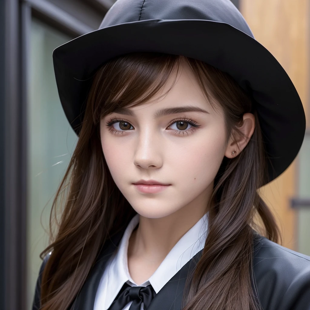 Close up portrait of woman with long hair and black jacket, Emma!! Watson!!, photo of Emma Watson, portrait photo of Emma Watson, with the face of Emma Watson, Emma Watson vietnam door gunner, Emma Watson, face of Emma Watson, ancient queen Emma Watson, karol bak of Emma Watson nun, Emma Watson portrait, of Emma Watson