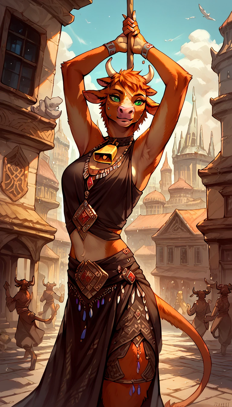 furry, anthro, female, naked, mouse, small breasts, thin body, young, standing on wooden stage, at slave auction, with slave collar, legs spread, blushing face, mouth open, tongue hanging out, lewd, rubbing breasts, at night, with fire light, gold coins on floor, fantasy auction , super detail, masterpiece, super detail, high quality, high resolution, high detail, messy hair, with crowd of onlookers