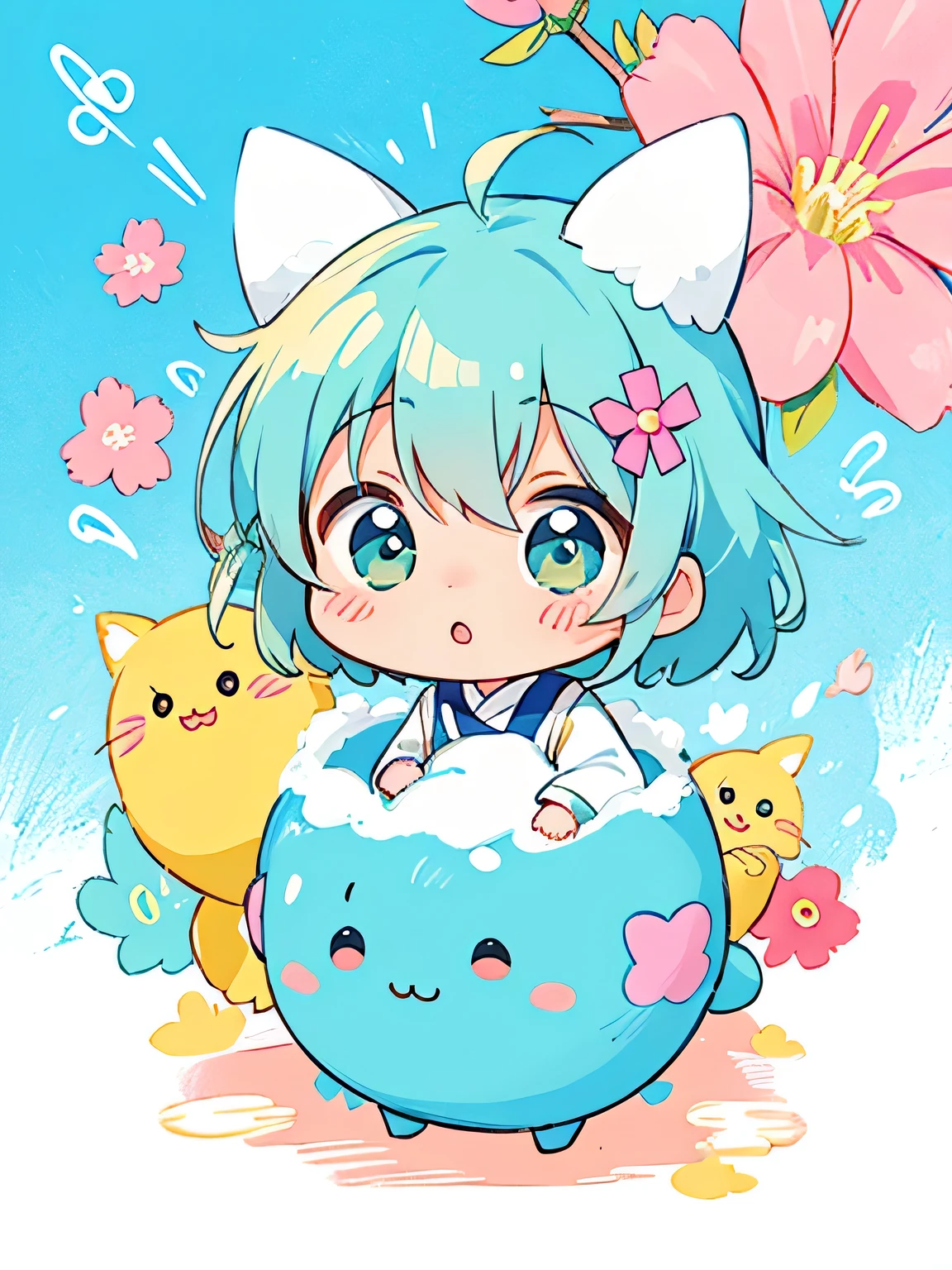 ミカ･ピカゾ style、Kawaii Design, The most beautiful girl of all time、chibi, Cute and colorful amoeba, トイレに走る