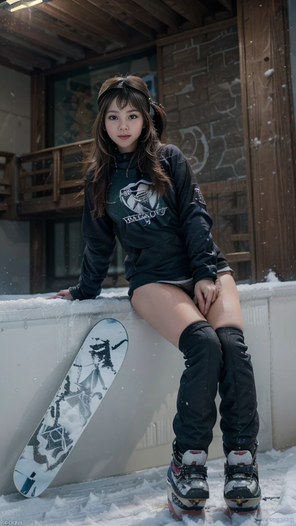 (((A high girl snowboarding on a slope:1.2))), (beautiful girl, Amazingly cute face, Idol Face:1.2), ((One snowboard)), Detailed Snowboard, (Captivate those around you), (Outstanding Style), ((Detailed eyes and face, Professional photography techniques, Cinema Lighting)), Detailed hands, (Highest quality, 8K, masterpiece:1.2, RAW Photos), (Reality:1.4), View the viewer, ((Stylish snowboard wear:1.2)), (Perfect Anatomy:1.3), ((Fantastic landscape:1.2))