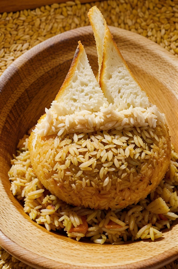 3D logo, image of fried rice with the words stand aloHa, very real full HD image, like made by a professional designer