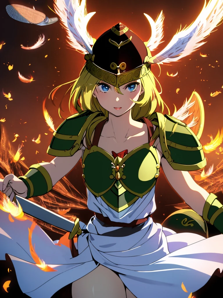 masterpiece, ultra-detailed, best quality,1girl, 18yo, beautiful girl,BREAK,(Armor:1.8),BREAK,(Helmet with wings:1.8),
