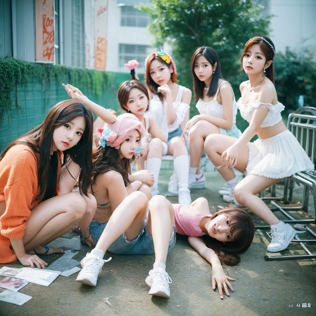 Whimsy kpop girls group photorealistic album cover