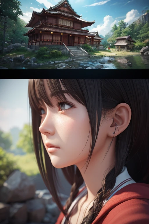 Realistic Anime 3D Style, Gweiz-style artwork, Beautiful character drawings, 3D Anime Real, Trending on cgstation, Anime-style 3D,  Artjam and Athi Gairan､Japanese,２０generation,shrine