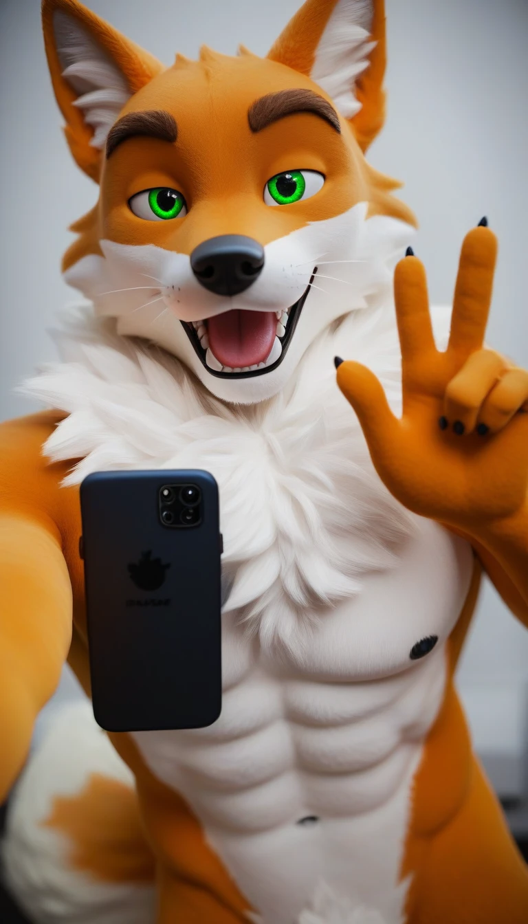 score_9, score_8_up, score_7_up, rating_rule34,source_furry,anthro,source_3D, French male wolf fursuit 20 years old
somewhere random in France taking a selfie.
and a gesture of peace and love.
green eyes 
fox male.
cinematic style and ultra realistic photorealistic.