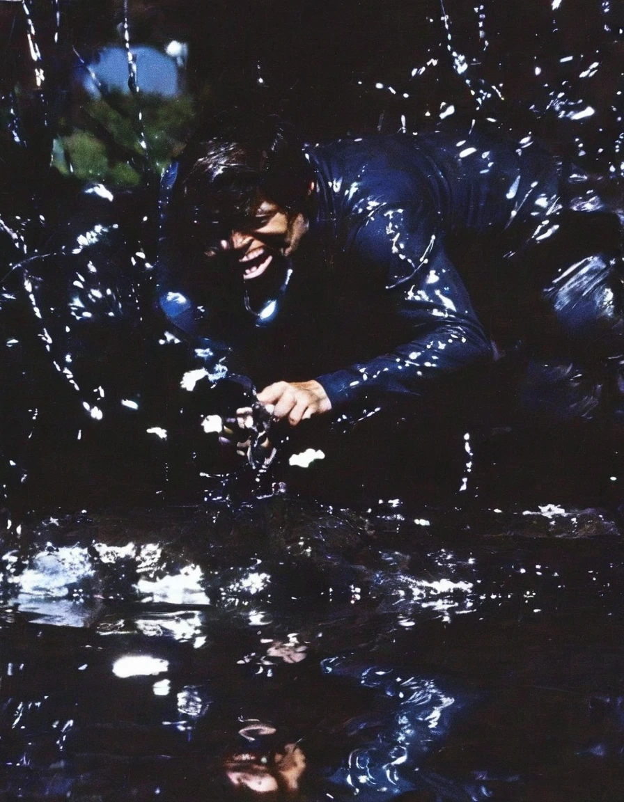 dj playing set in black water