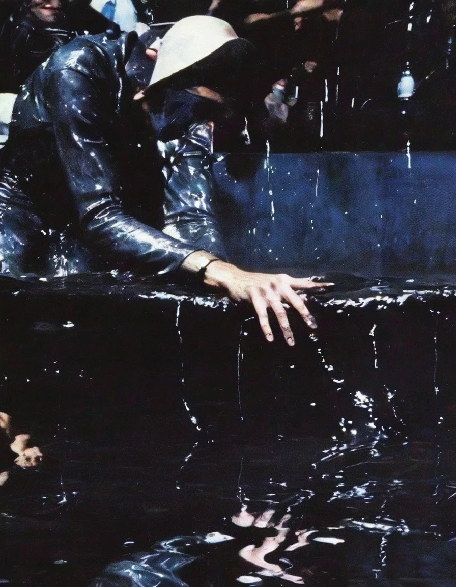 dj playing set in black water