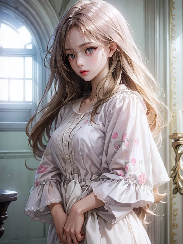 delicate Big eyes I have long hair Cute girl Pastel color clothes