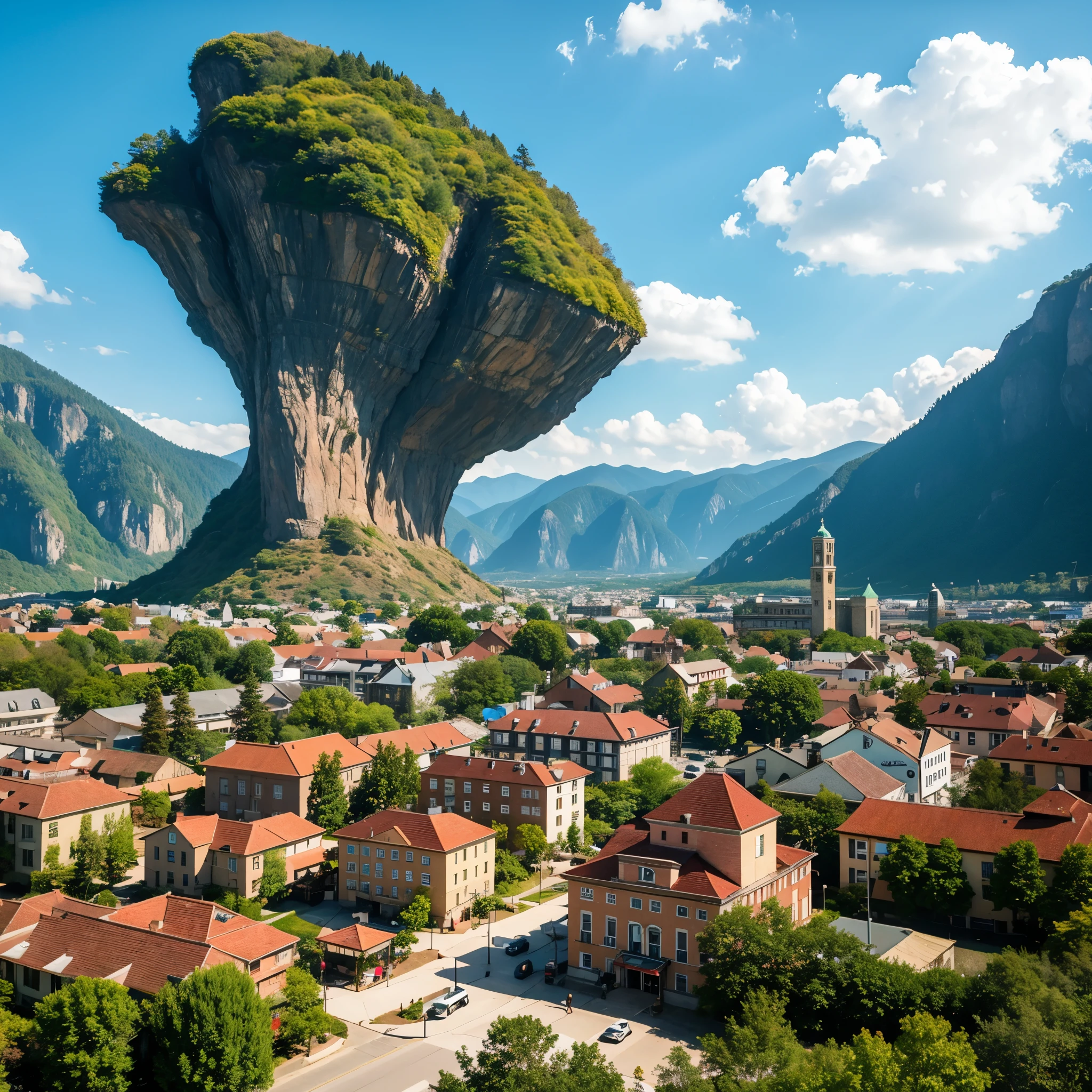 A town with giant laptops
