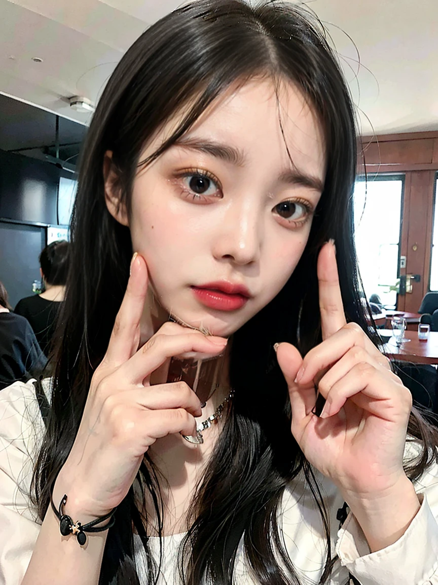 Woman with long dark hair holding a peace sign and a drink, BLACKPINK&#39;s Jisoo, Black Pink&#39;s Jisoo, Blackpink Jenny, TWICE&#39;s Tzuyu, Nam Jae-young, Black Pink&#39;s Joshi, Ulzzang, Roseanne Park from Blackpink, Kim Do-young, BLACKPINK&#39;s Jisooの似顔絵, One adorable Korean face, Choi Hong-hwa, Beautiful young Korean woman