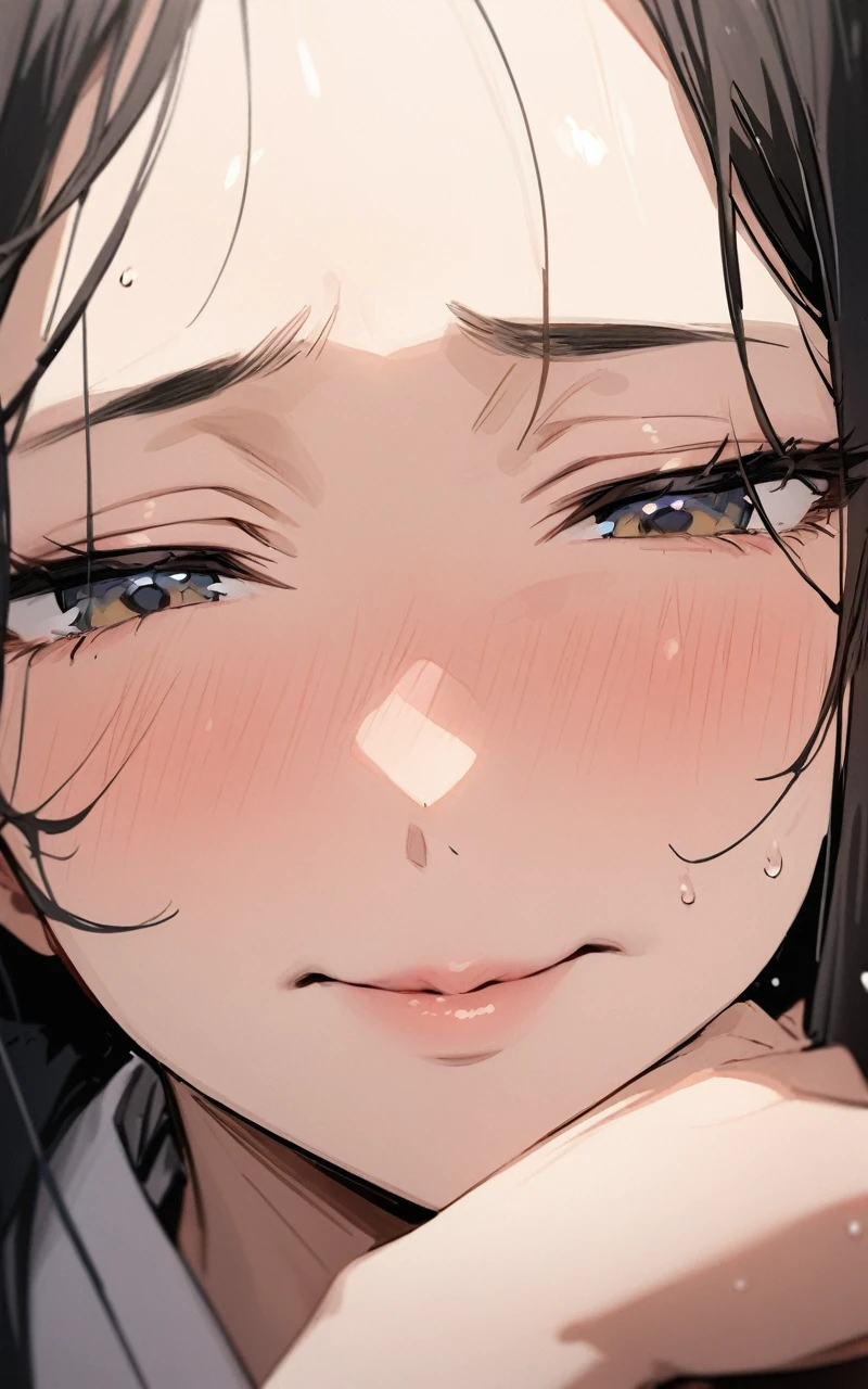 (masterpiece, Highest quality:1.2)、nsfw, Mature Woman、40 years old、Black long hair、close up face