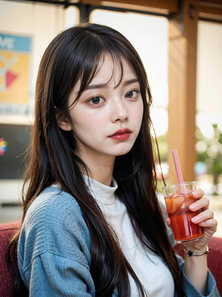 Woman with long dark hair holding a peace sign and a drink, BLACKPINK's Jisoo, Black Pink's Jisoo, Blackpink Jenny, TWICE's Tzuyu, Nam Jae-young, Black Pink's Joshi, Ulzzang, Roseanne Park from Blackpink, Kim Do-young, BLACKPINK's Jisooの似顔絵, One adorable Korean face, Choi Hong-hwa, Beautiful young Korean woman