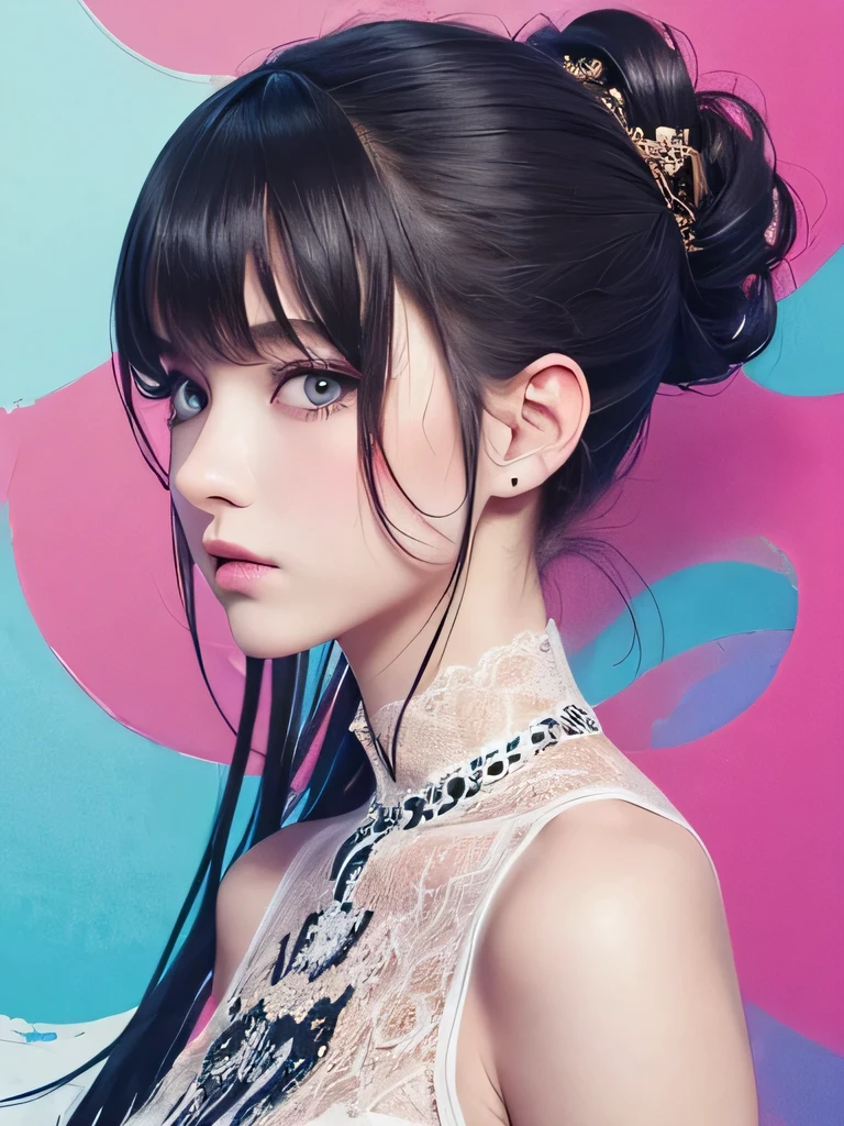 Nice style、(((Stylish fashion))), 8K quality、Intense watercolor, Detailed watercolor art, Watercolor splash, surreal, Avant-garde pop art, Beautiful and expressive paintings, Beautiful artwork illustration, Very colorful tones, wonderful, Cool Beauty, Highest quality、Official Art, vector art, stylish design, (((The most beautiful girl))), (((Highest quality))), High resolution, ((detailed)), (((Doodle Art)), ((masterpiece)), ((Super detailed)), (((stylish))),(((Unusual hairstyle)))(((Recall)))