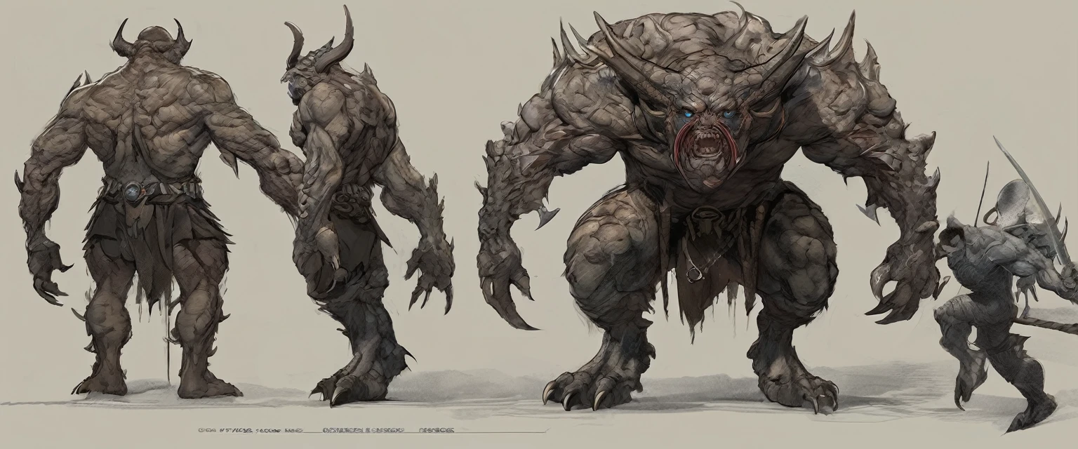 Cyclops, concept art, one eye, armor, excellent concept art, detailed, intricate detail, muscle, japanese monster designs, carlos huante art, ancient monster, mythological monster, creature design, cyclops, good anatomy