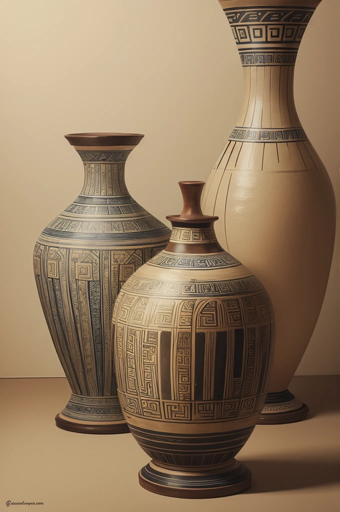 Greek vases drawing on paper