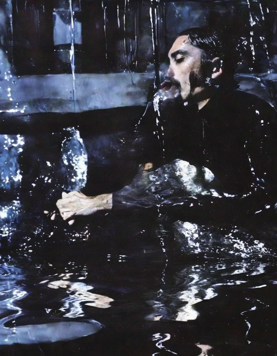 dj playing set in black water