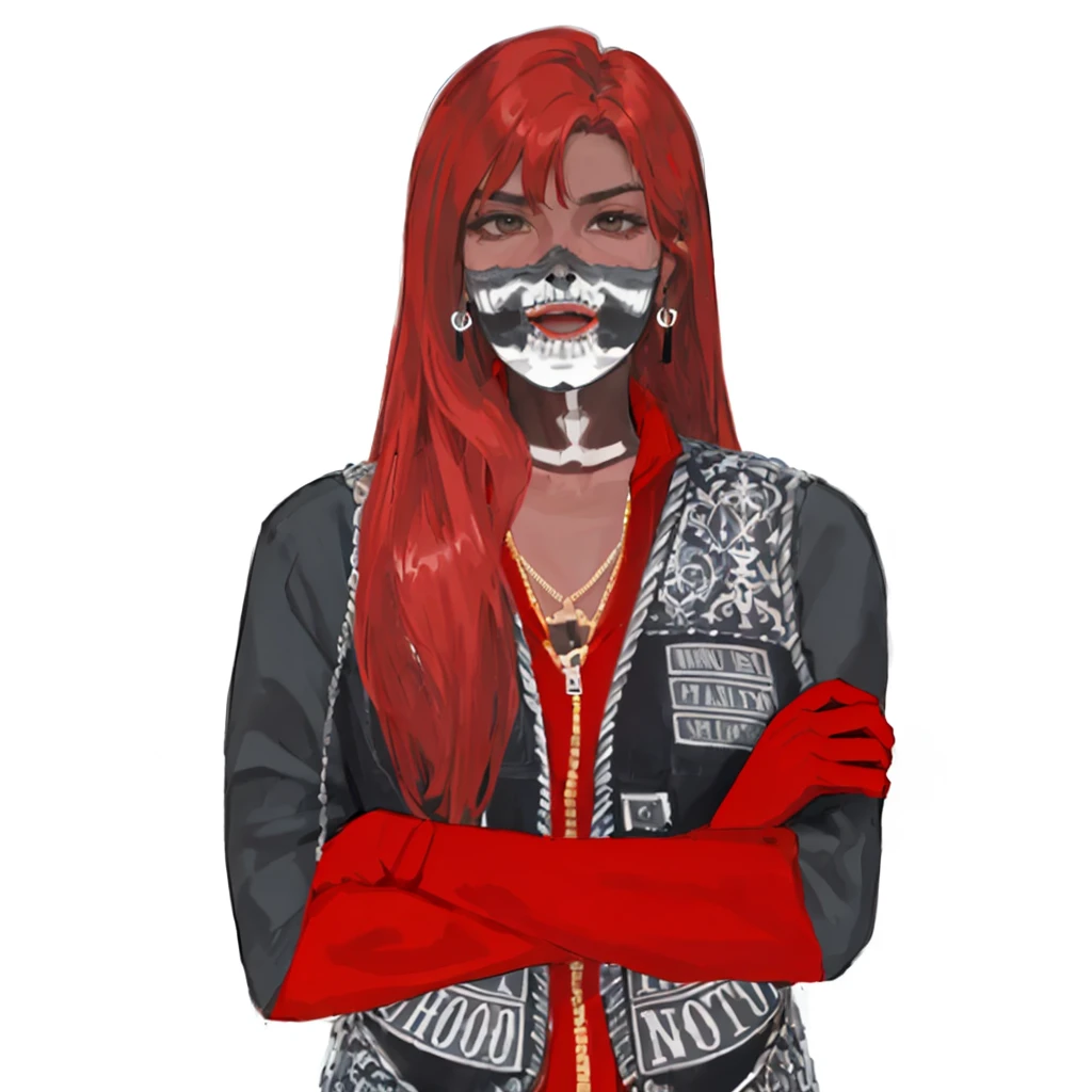 (masterpiece:1.2, best quality), (1girl, solo, upper body:1.2),flat face,Hair: buzz cut, Clothing: oversized, distressed denim jacket with patches and pins, paired with black skinny jeans and combat boots, Hanging out in an underground music venue or street art exhibit