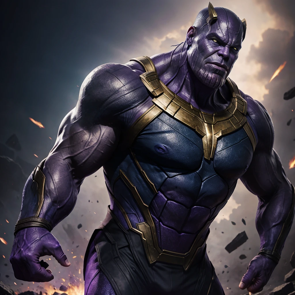 Thanos with his arms and more darker 