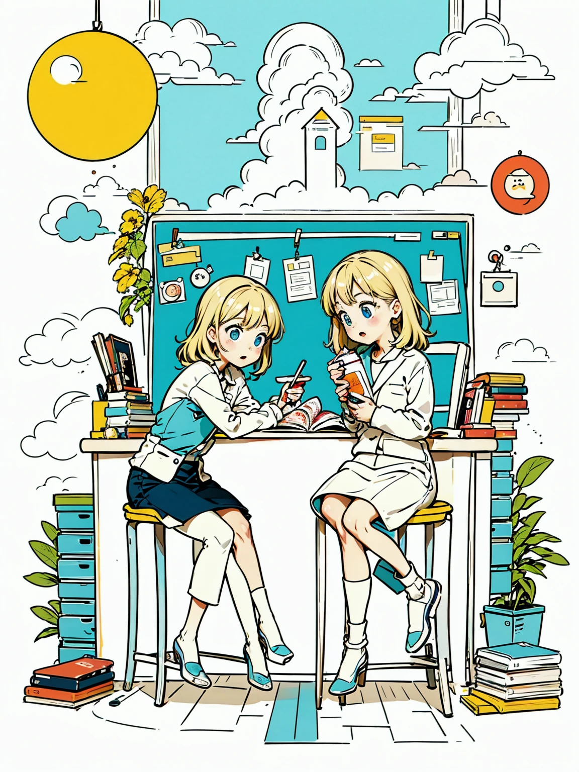 Sitting,high school girl