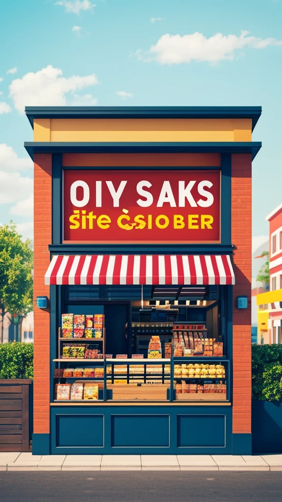 Generate a poster image of a snack shop in a simple style