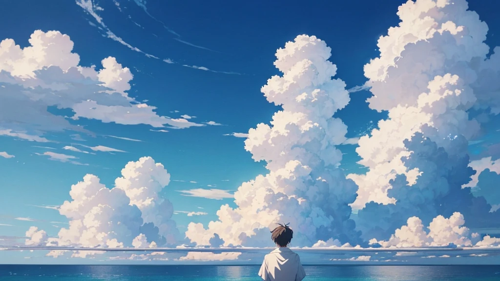 ### Prompt for Generating Flawless Illustration:
"Generate an illustration of a man standing along a serene coastline under the sunlight. Behind him, cumulus clouds fill the summer sky, which stretches high and blue. His expression reflects tranquility and a profound connection with nature, creating a harmonious scene."

### Anime-style Thumbnail for YouTube:
"Create an anime-style illustration for a YouTube thumbnail depicting a man gazing at a summer sea. Behind him, cumulus clouds float in a vast, clear sky. He stands with a poignant expression, evoking a sense of melancholy."

### Negative Prompt:
"Generate an illustration where a man is facing away from the viewer, looking out at a tranquil summer sea. The sky above features cumulus clouds against a high, summer-blue backdrop, conveying a deep sense of loneliness and melancholy."