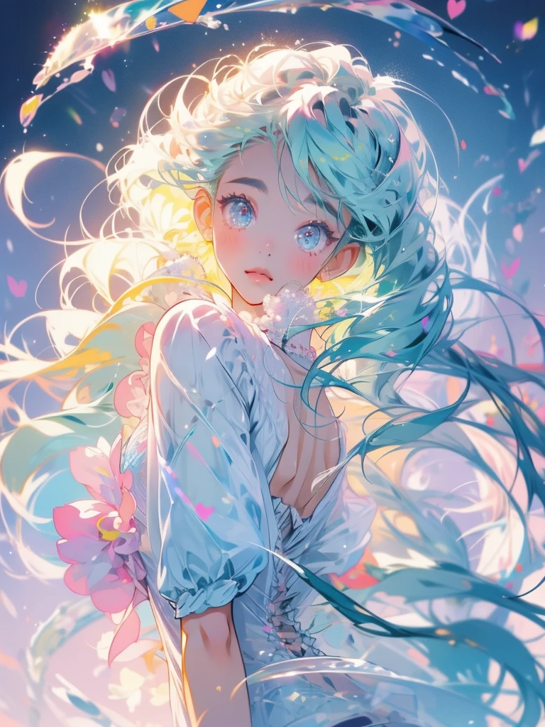 delicate Big eyes I have long hair Cute girl Pastel color clothes