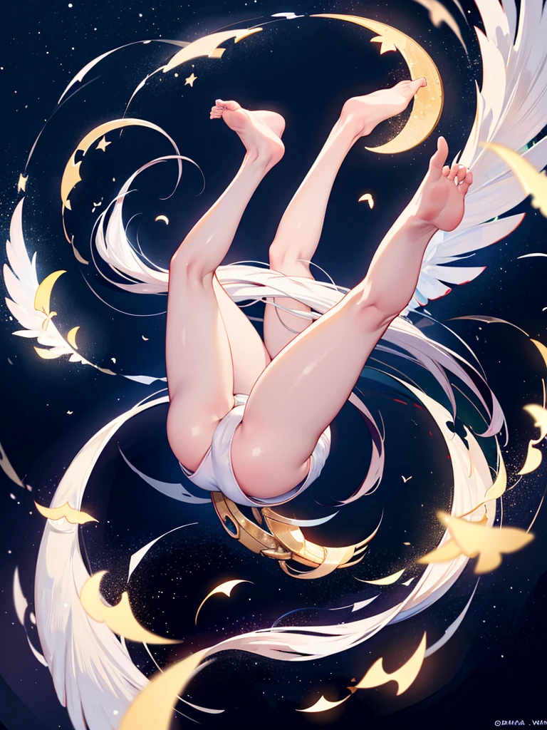 countless crescent moon shaped white lights flying through the air
