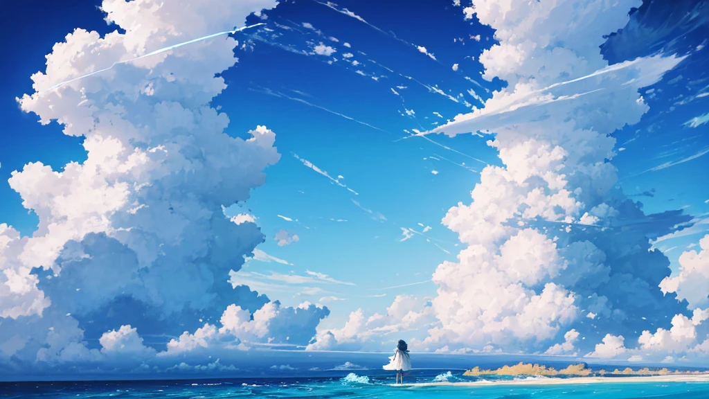 ### Prompt for Generating Flawless Illustration:
"Generate an illustration of a man standing along a serene coastline under the sunlight. Behind him, cumulus clouds fill the summer sky, which stretches high and blue. His expression reflects tranquility and a profound connection with nature, creating a harmonious scene."
### Anime-style Thumbnail for YouTube:
"Create an anime-style illustration for a YouTube thumbnail depicting a man gazing at a summer sea. Behind him, cumulus clouds float in a vast, clear sky. He stands with a poignant expression, evoking a sense of melancholy."
### Negative Prompt:
"Generate an illustration where a man is facing away from the viewer, looking out at a tranquil summer sea. The sky above features cumulus clouds against a high, summer-blue backdrop, conveying a deep sense of loneliness and melancholy."