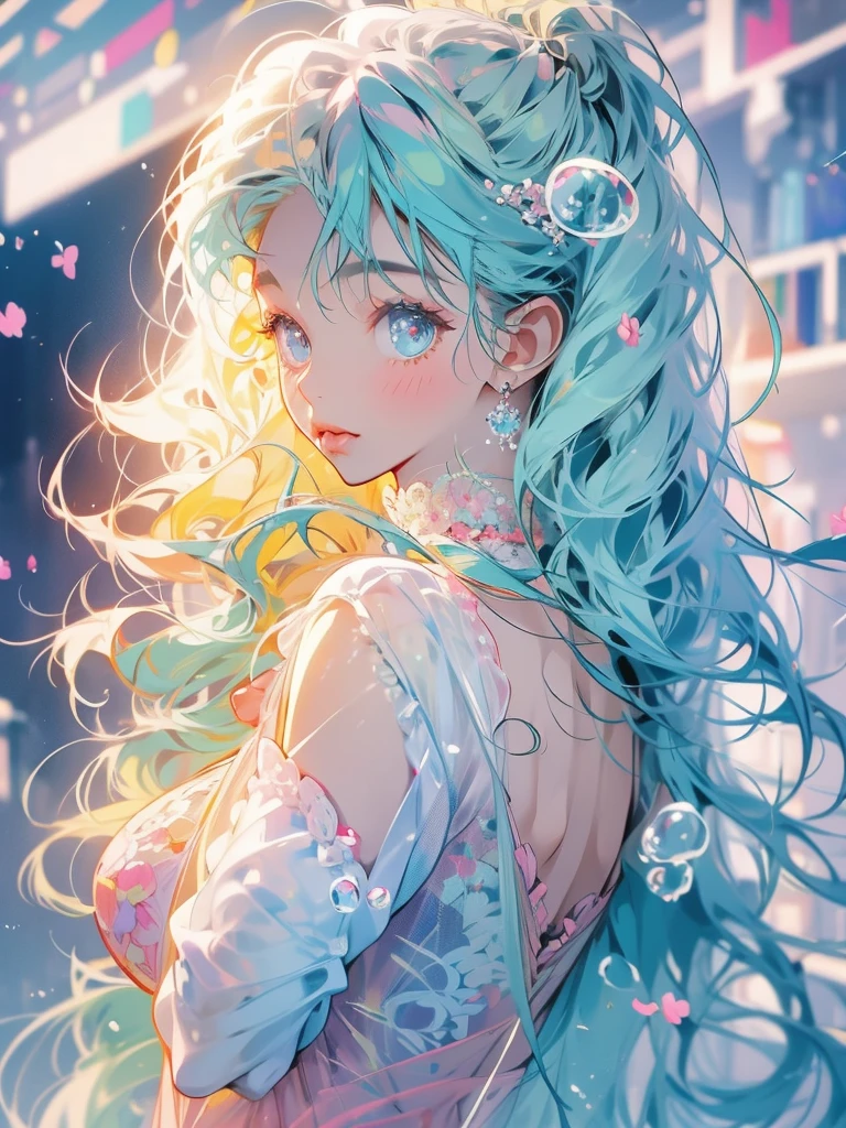 delicate Big eyes I have long hair Cute girl Pastel color clothes