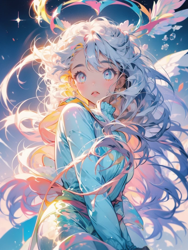 delicate Big eyes I have long hair Cute girl Pastel color clothes