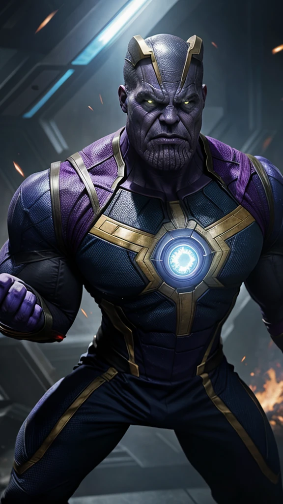 Angry thanos (marvel characters) in suit.