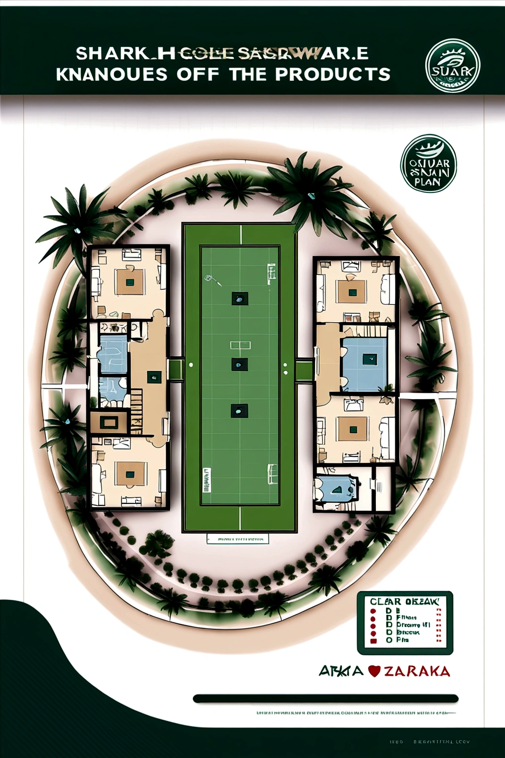 Plan with the names of the products and houses