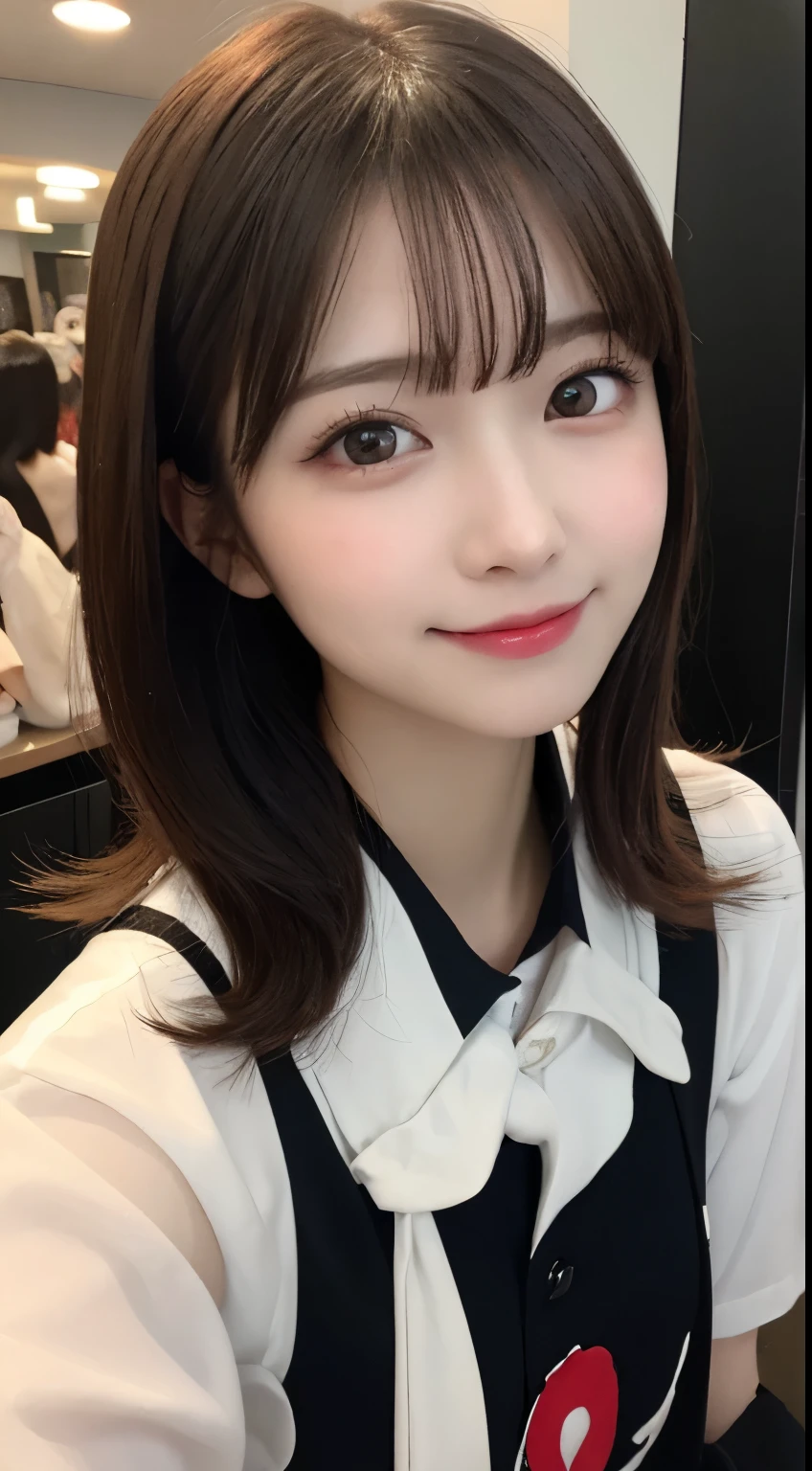 Tabletop, Highest quality, shape, Very detailed, finely, High resolution, 8k wallpaper, 完璧なダイナミックな構shape, Beautiful and exquisite,ランダムなcute髪,,Natural color lip, Bold sexy pose,smile、20-year-old girl、cute、Always blur the background,Perfect and beautiful face,Slim face and figure,Big eyes、Putting on gal makeup,Small face,Shooting from below、smile,Blurred Background,Elegant feminine face、Cyberpunk Fashion、Change pose randomly、Randomly change the shooting angle and position、smile、Top to bottom々Shoot from the right angle and direction、cute、cute顔、Evangelion(Rei Ayanami)Cosplay