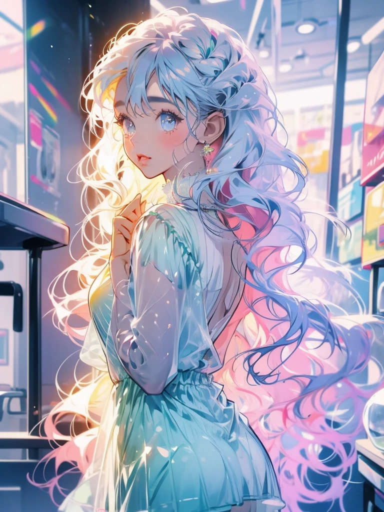 delicate Big eyes I have long hair Cute girl Pastel color clothes