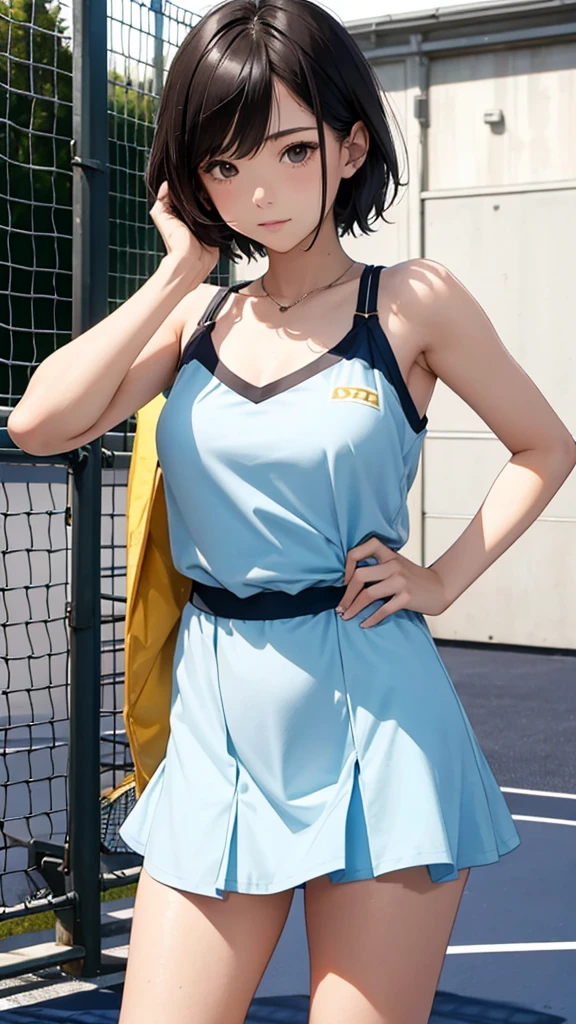 Japanese、woman、Short Hair、Camisole dress、Tennis Player