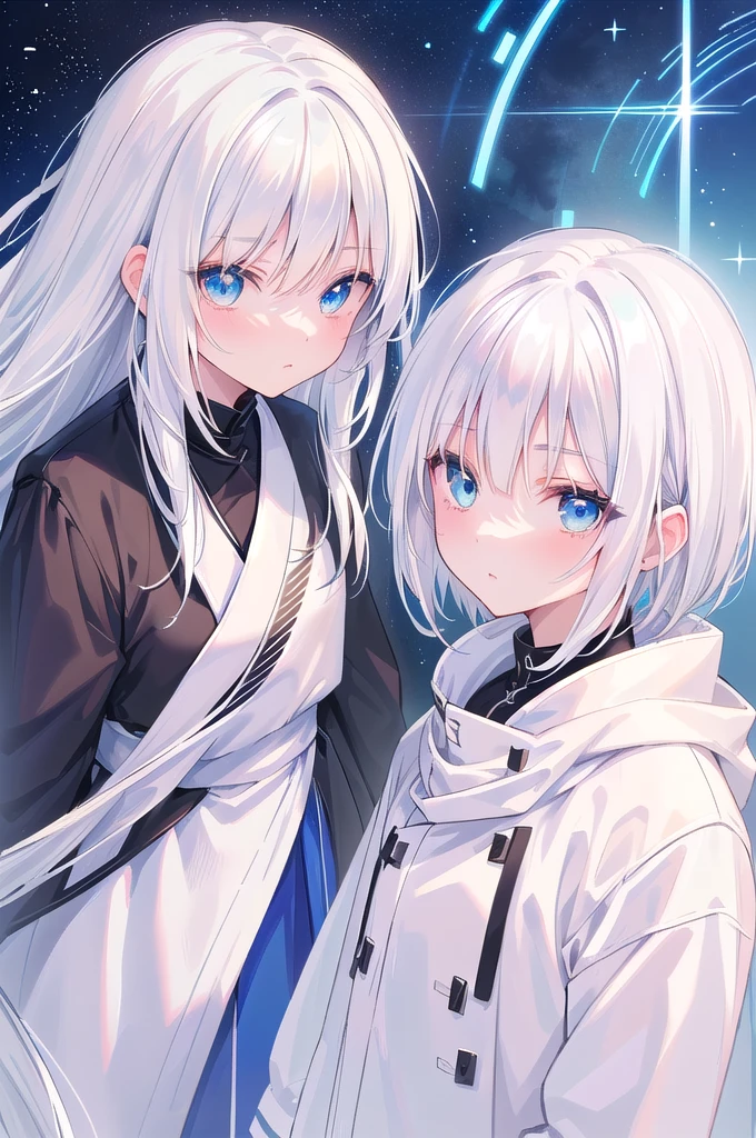 a close up of a woman with white hair and blue eyes, white haired, perfect white haired girl, girl with short white hair, girl with white hair, white-haired, tall anime guy with blue eyes, female anime character, white haired lady, white haired deity, male anime character, silver haired, anime character, hajime yatate