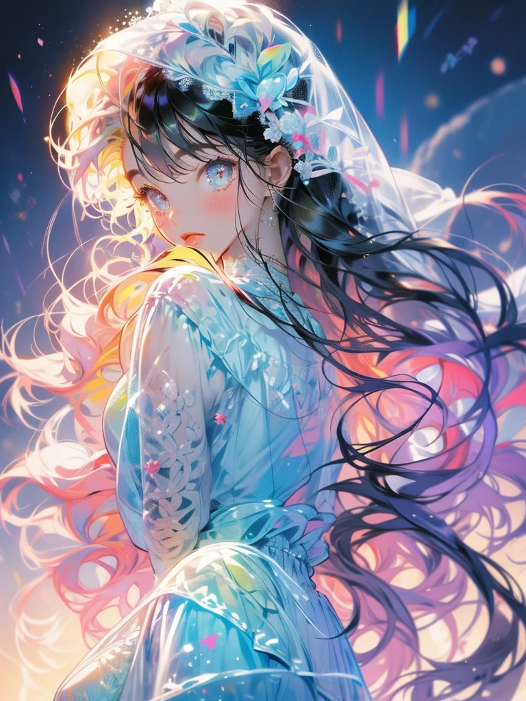delicate Big eyes I have long hair Cute girl Pastel color clothes
