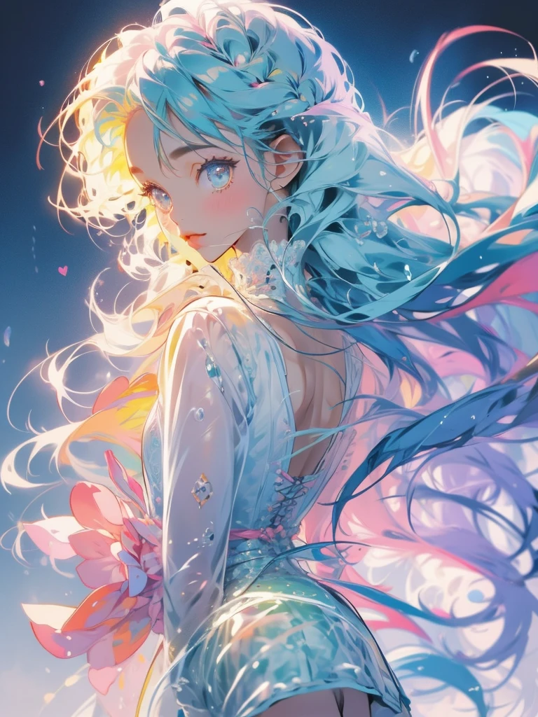 delicate Big eyes I have long hair Cute girl Pastel color clothes