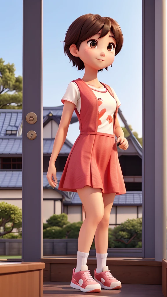 Japanese、woman、Short Hair、Camisole dress、Tennis Player、Primary school students
