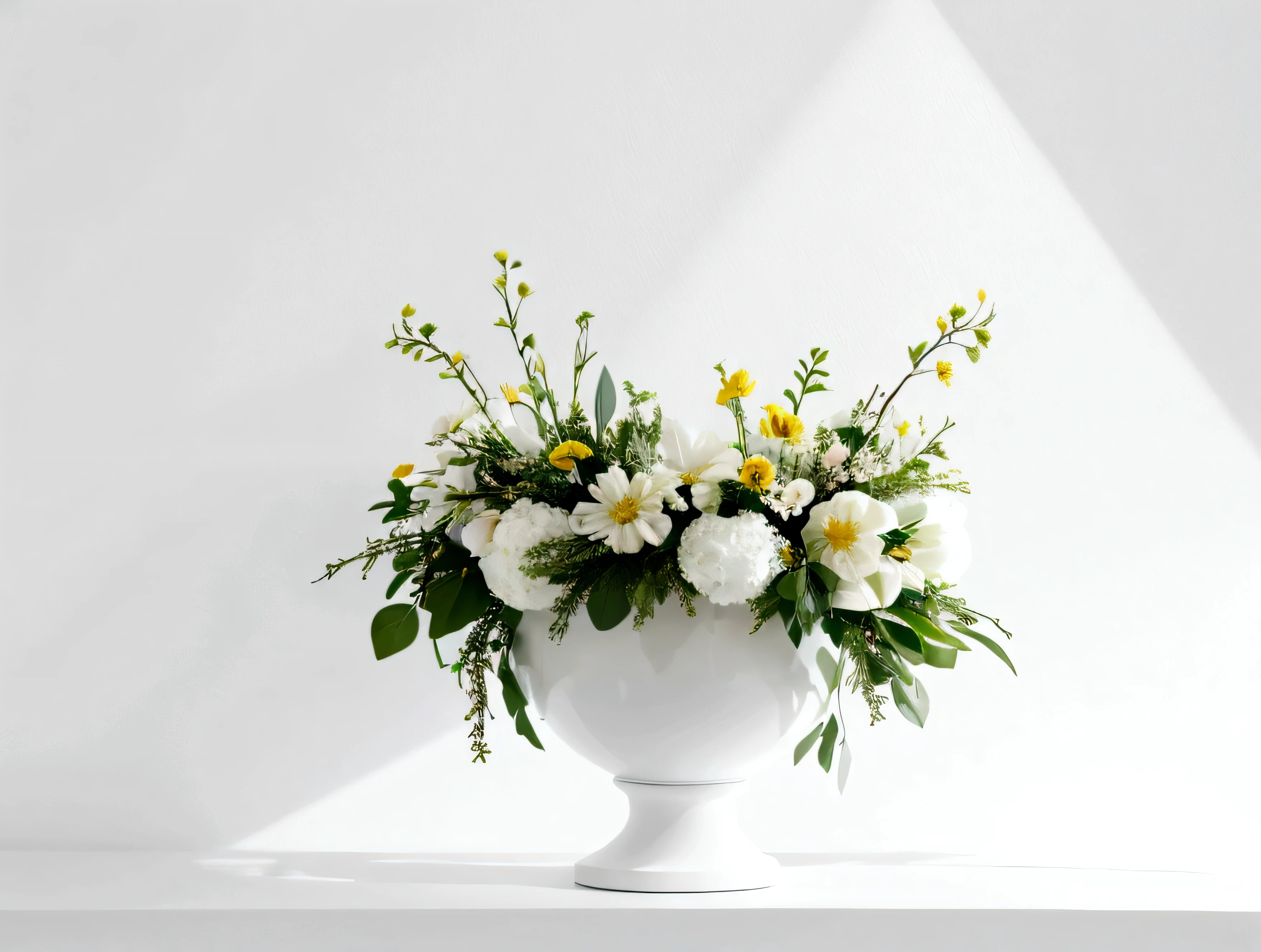 White background,a wreath, Made of flowers, Perfect minimalist composition, , elegant composition, Beautiful composition 3-d 4k, Background still life photo