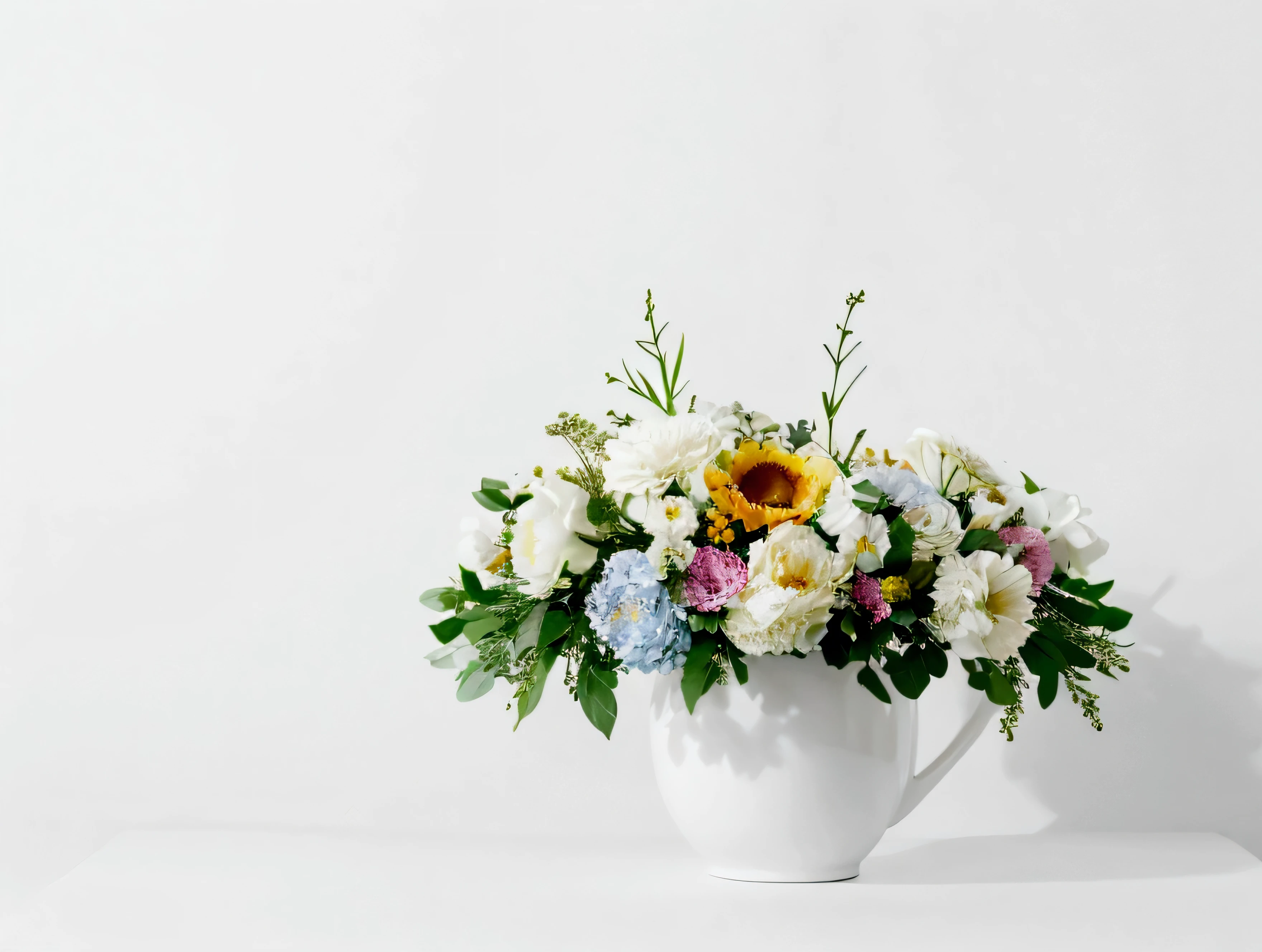 White background,a wreath, Made of flowers, Perfect minimalist composition, , elegant composition, Beautiful composition 3-d 4k, Background still life photo